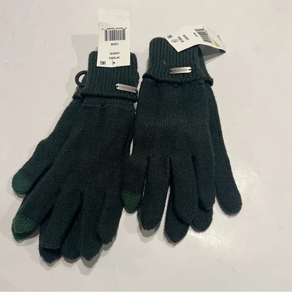 2 set of Steve Madden Solid Boyfriend Touch Gloves Green